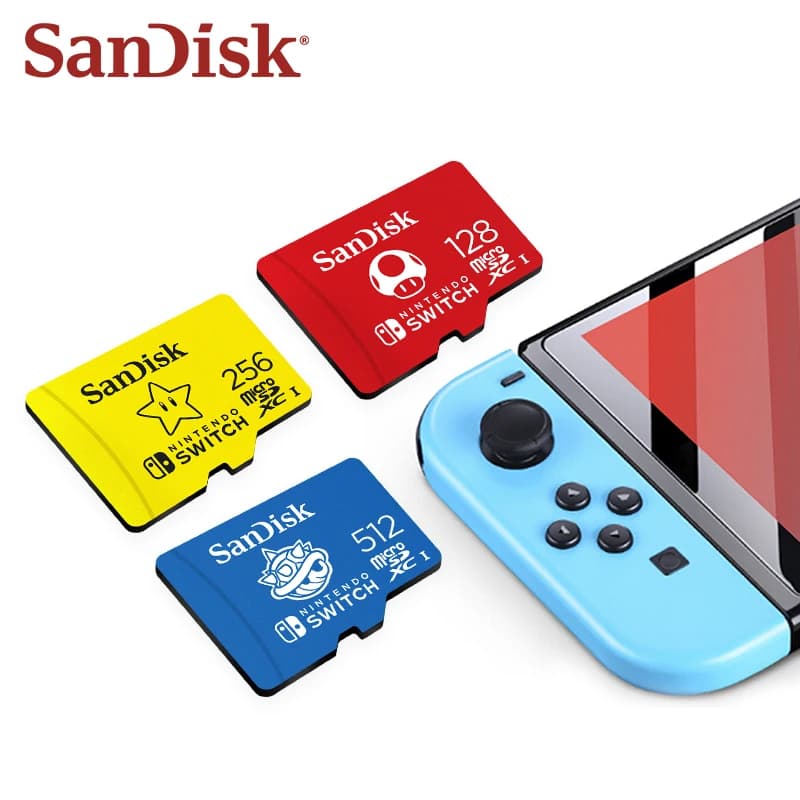 بطاقة ذاكرة سان ديسك الرسمية المرخصة من نينتندو microSDXC UHS-I بسرعة 100 ميجابايت/ثانية و90 ميجابايت/ثانية، سعة 128 جيجابايت و256 جيجابايت و512 جيجابايت لجهاز سويتش OLED لايت - 3
