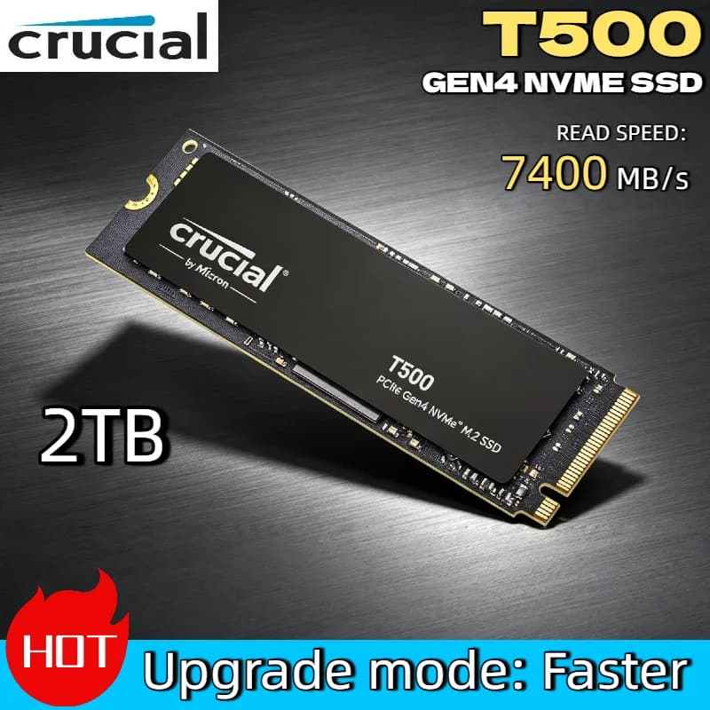 قرص صلب داخلي للألعاب Crucial T500 بسعة 500 جيجا بايت و1 تيرا بايت، Gen4 NVMe M.2 بسرعة تصل إلى 7300 ميجا بايت/ثانية لأجهزة الكمبيوتر المكتبية والمحمولة، عبوة OEM أصلية جديدة