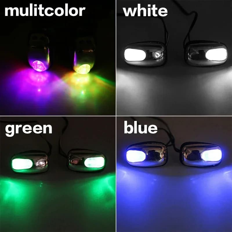 1 Pair Car Light Wiper Hood Windshield Water Spray Nozzle Washer Lamp 12V Universal Jet Water Spray Nozzle Spout with LED Light - 2