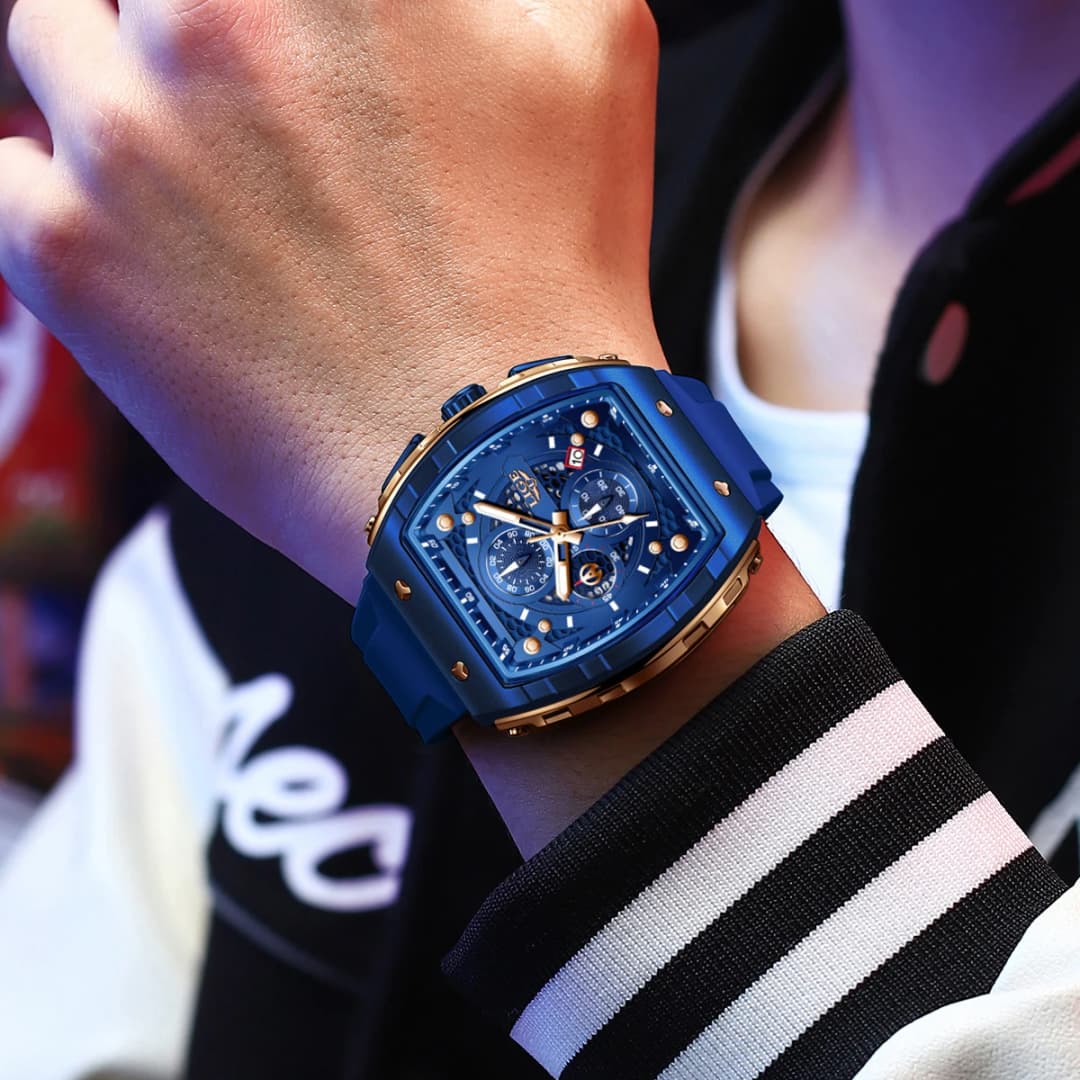 LIGE Top Brand Men's Watches Luxury Square Quartz Wristwatch Waterproof Luminous Chronograph Watch for Men Date Clock - 5