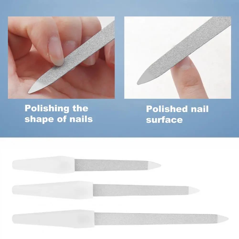 Durable Manicure File Lightweight Dual Use Stainless Steel Beauty Nail File Nail Care Tool Cuticle Pusher Nails Art Tools - 3
