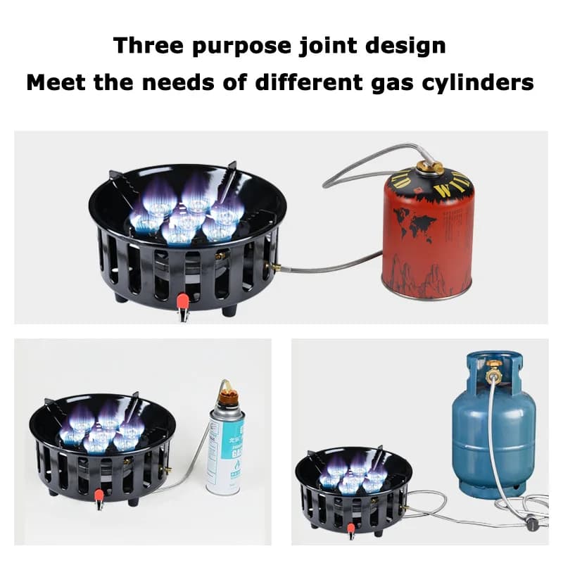 19800W High-Power Strong Fire 7-Core Camping Stove Portable Gas Burner Windproof Electronic Ignition Camping Equipment - 4