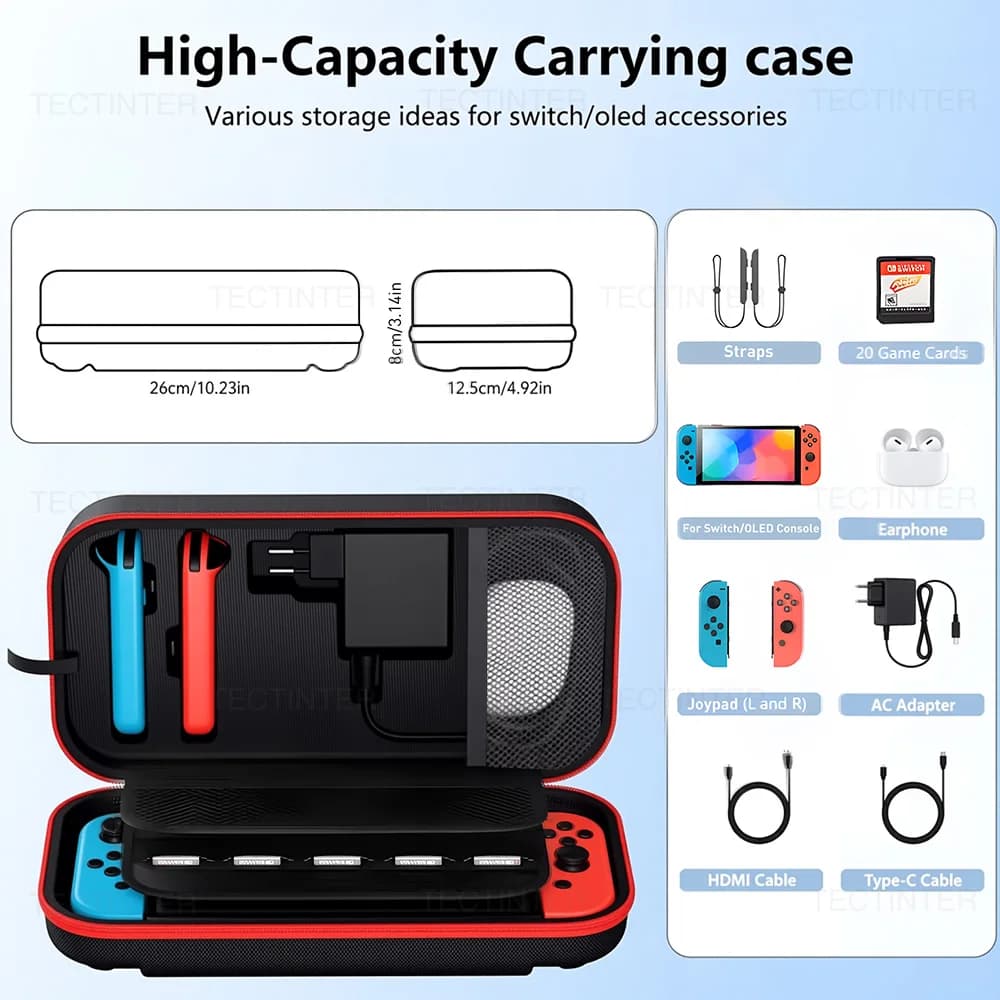 حقيبة تخزين كبيرة للتبديل وحقيبة حماية محمولة OLED مع 20 فتحة ألعاب حقيبة سفر لملحقات Joypad NS - 2