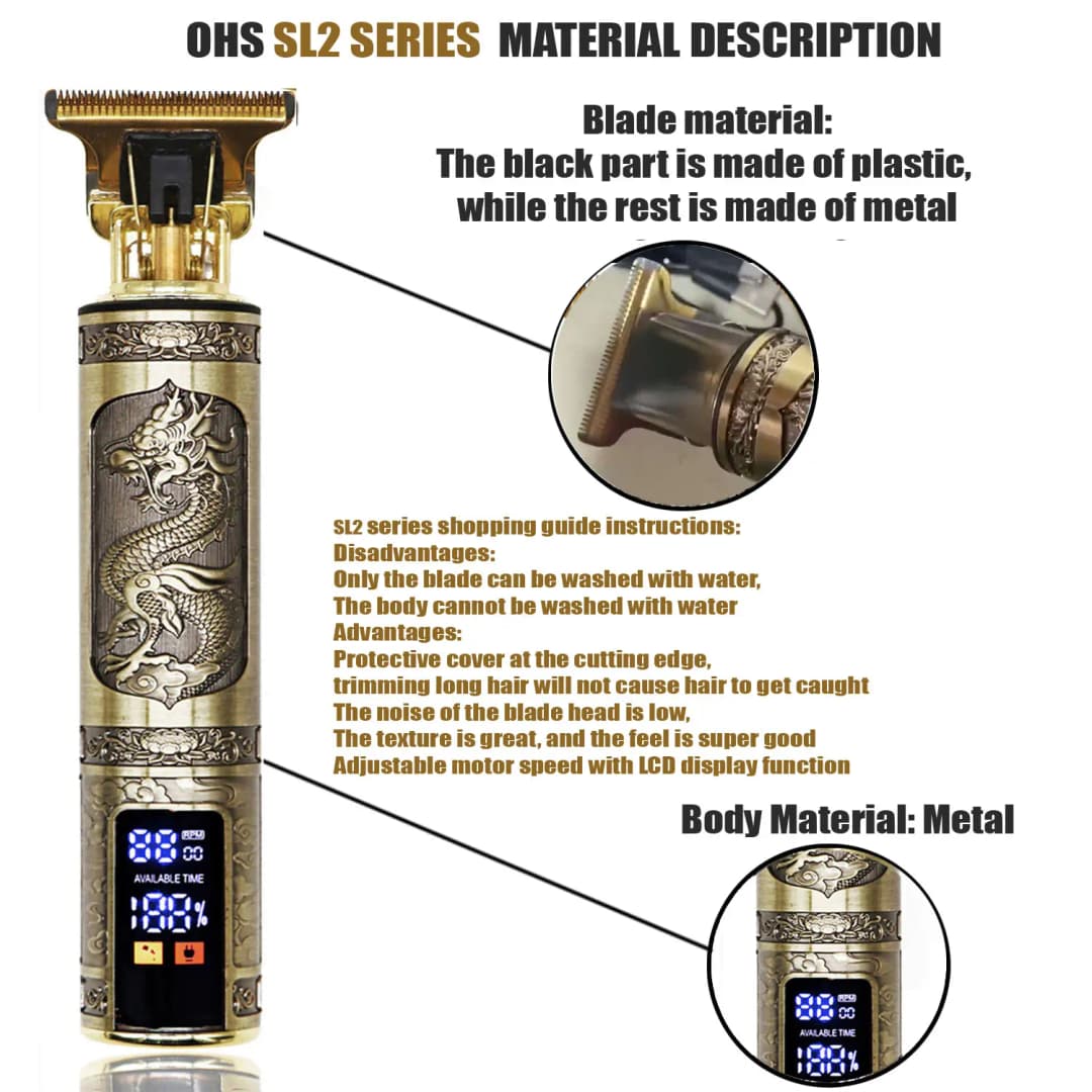 Vintage T9 Electric Hair Cutting Machine Hair Clipper Professional Men Shaver Rechargeable Barber Trimmer for Men Dragon Buddha - 4