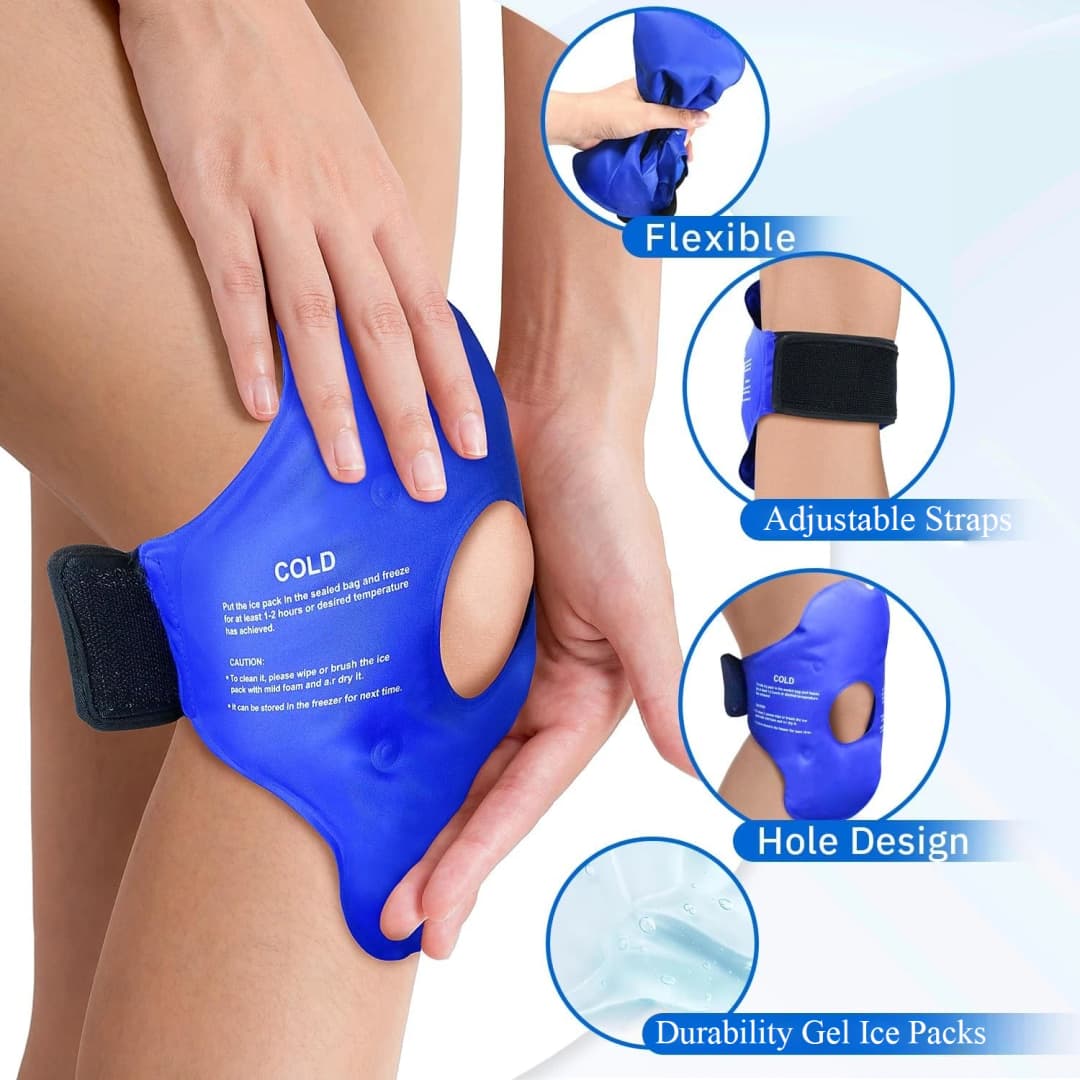 Knee Ice Pack for Injurie Gel Reusable Hot Cold Compress Compression Wraps for Sprains Swelling Cooling Knee Brace for Women Men - 2