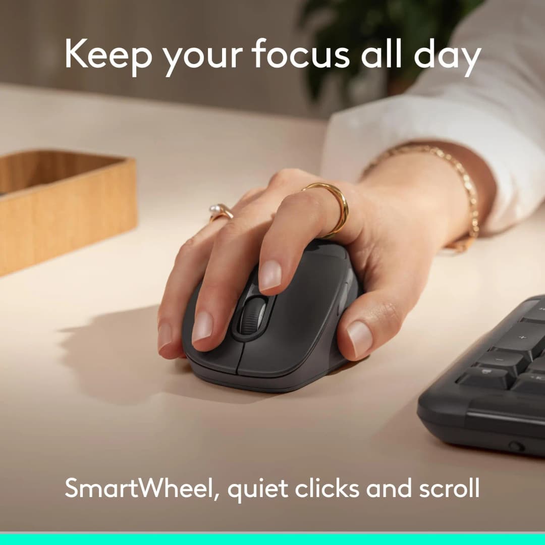 ماوس Logitech Signature Comfort Plus M850 L اللاسلكي عبر البلوتوث مع وسادة راحة اليد ونقرات صامتة - 5