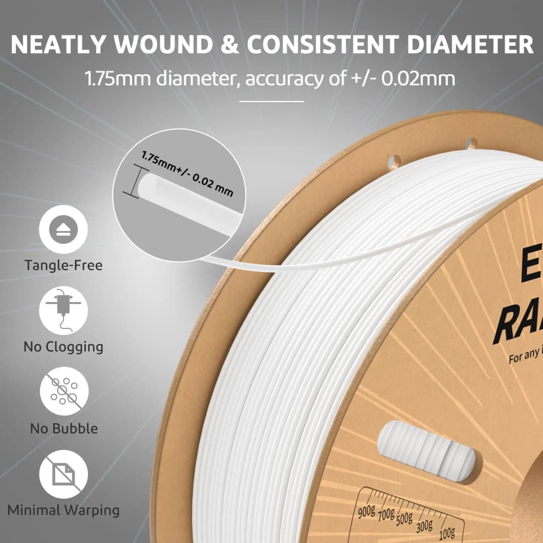خيط طباعة ثلاثية الأبعاد ELEGOO Rapid PLA+ بقطر 1.75 مم ووزن 1 كجم، بكرة كرتونية لطابعات ثلاثية الأبعاد سريعة - 4