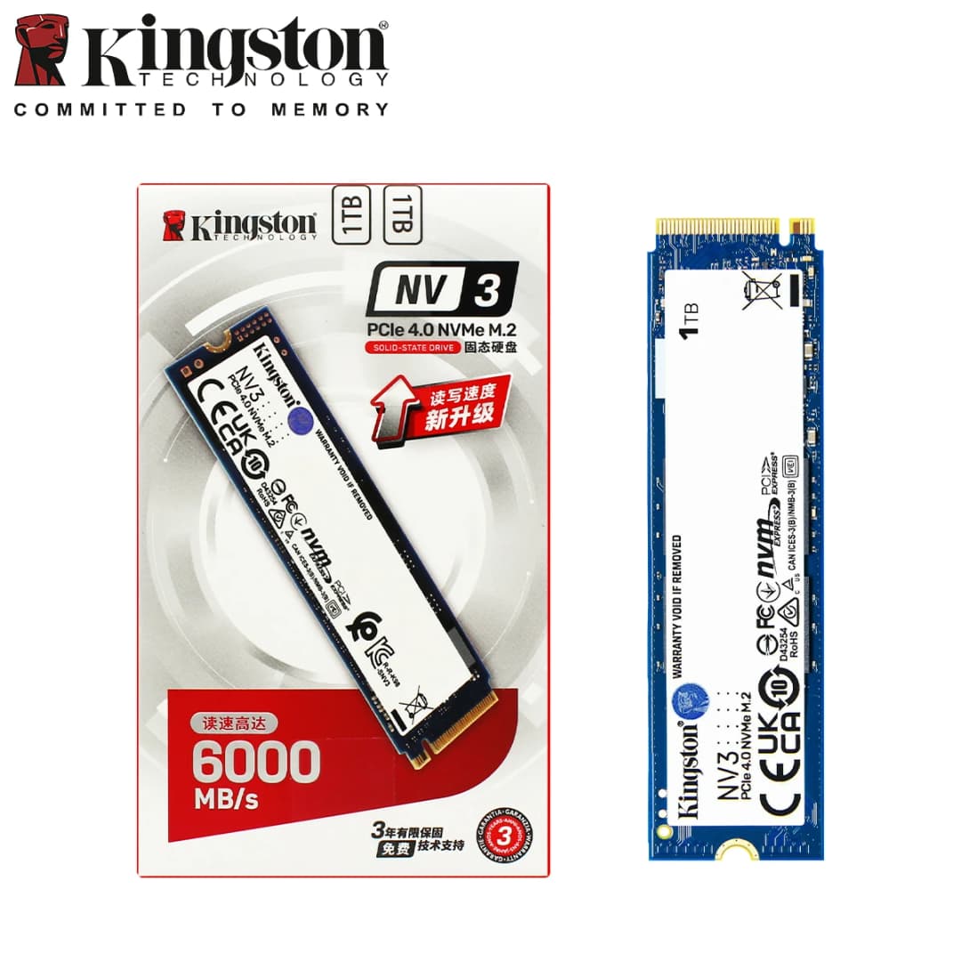محرك أقراص كينجستون NV3 PCIe 4.0 NVMe SSD M.2 2280 محرك أقراص صلبة 1 تيرا بايت 2 تيرا بايت 500 جيجا بايت محرك أقراص داخلي بسرعة قصوى 6000 ميجابت/ثانية قرص صلب أصلي للكمبيوتر - 2