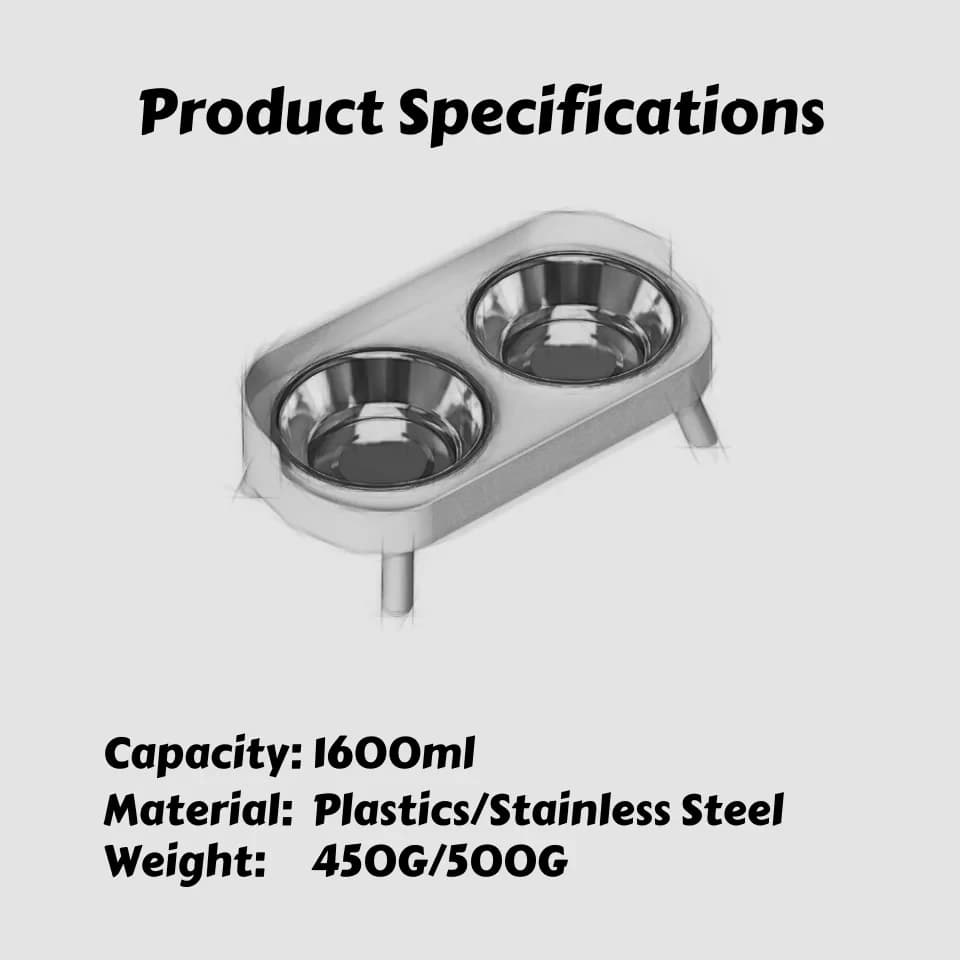 محطة طعام وماء مرتفعة للحيوانات الأليفة، أوعية مزدوجة من الفولاذ المقاوم للصدأ، تصميم عصري ملون - 5
