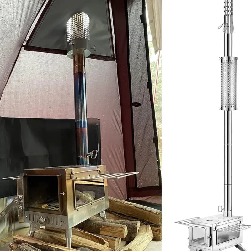 Camping Stove Pipe Stainless Steel Chimney Tube For Outdoor Tent Wood Stove Heat Resistant Anti Scald Cover Safety Accessories - 4