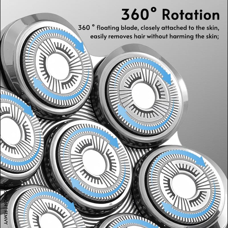 رأس حلاقة كهربائية قابل للاستبدال بامتصاص مغناطيسي بشفرة عائمة 7D مع شبكة سكين مزدوجة ورأس حلاقة واجهة مشتركة احتياطي - 3