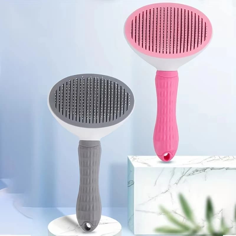 Pet dog brush; cat brush; one-button pet hair removal brush; dog and cat beauty tool; pet hair removal brush. - 3