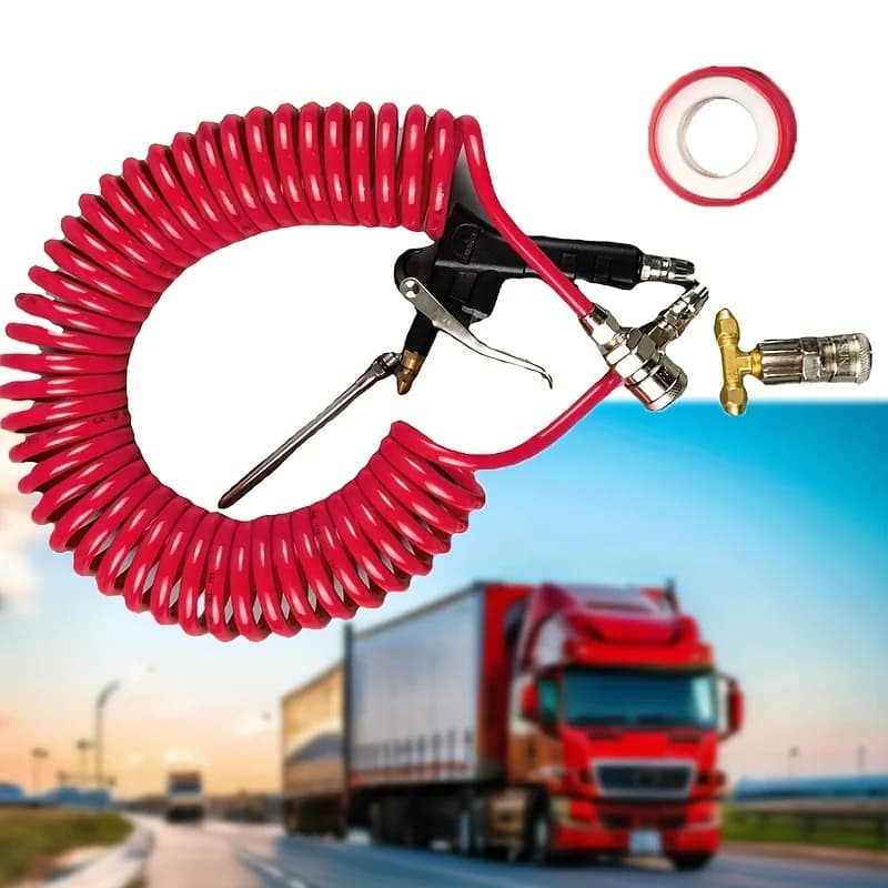 تنظيف مسدس نفخ منفضة الهواء للشاحنة شديدة التحمل و2 أطراف فوهة قابلة للتبديل - مجموعة مسدس نفخ مقعد الهواء الأحمر - 5