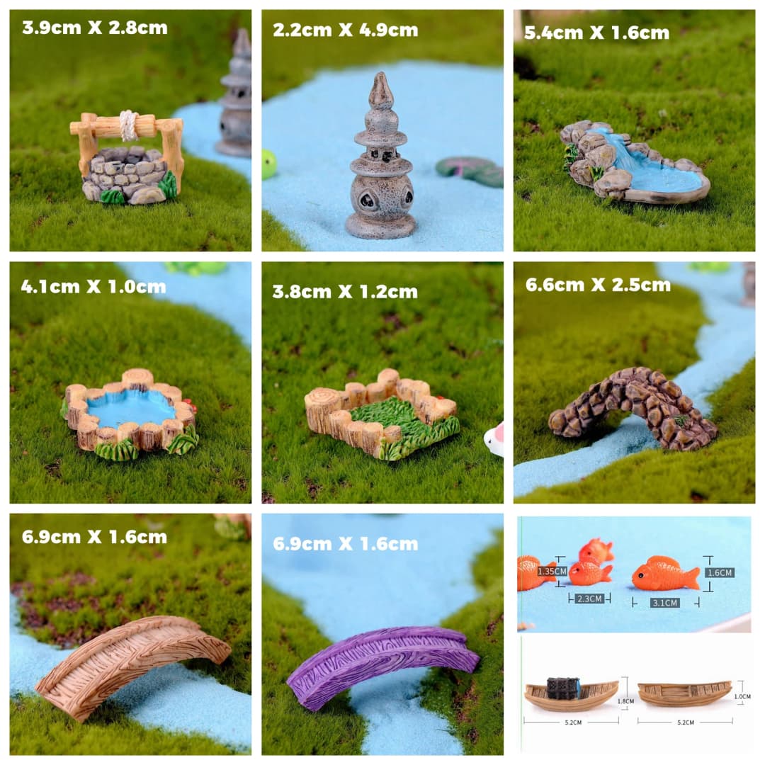 Fairy Garden Accessories Miniature Spring Water Wells Bridge Boat Ornament Statue Figurines Landscape Home Garden Craft  Decor - 4