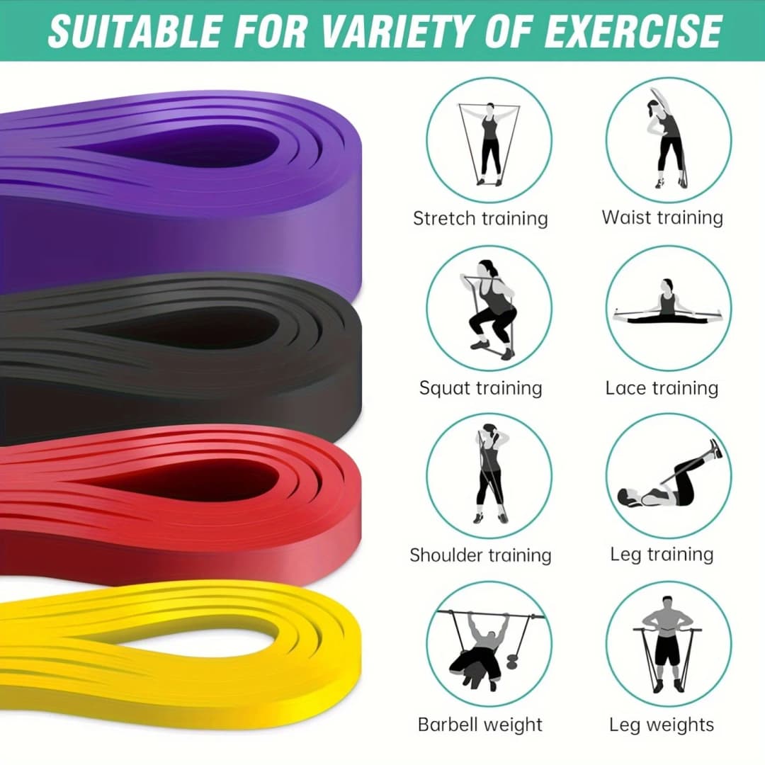 ​​1pc Stackable Heavy Tension TPE Resistance Band Set - Anti-Snap for Home Gym Muscle Strength & Body Stretching​​  Yoga Gym - 5
