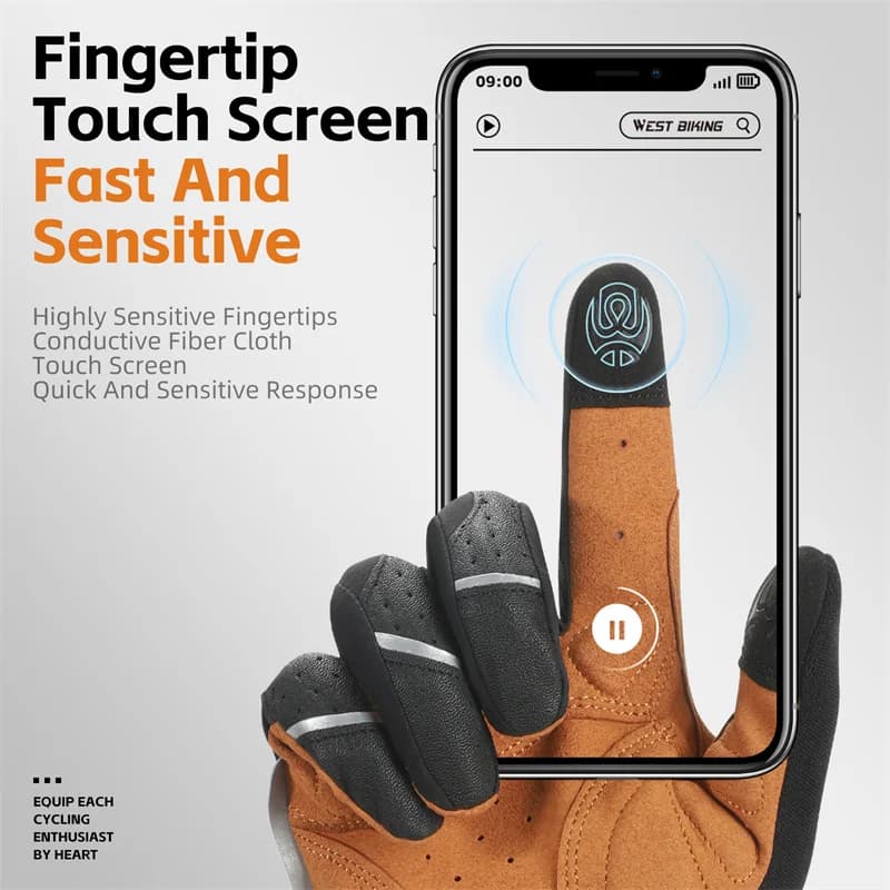 قفازات WEST BIKING لركوب الدراجات قابلة للتنفس قفازات كاملة الأصابع دراجة جبلية قفازات رياضية للرجال والنساء ربيع خريف صالة الألعاب الرياضية قفازات الدراجات النارية - 4