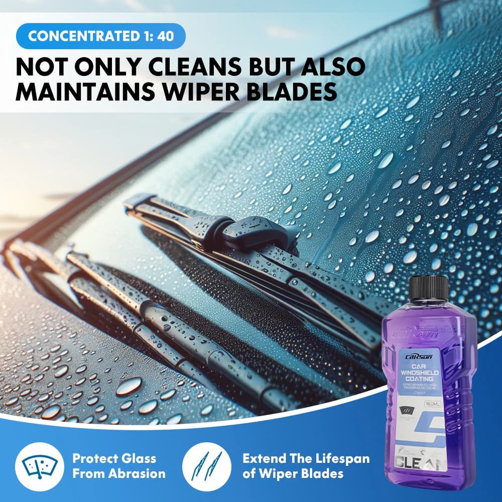 ماء زجاج سيارة مركز للغاية من Carsun، صيغة تخفيف 1:40، فيلم مزيل شحوم قوي، مقاوم للانعكاس، ماسحة، تنظيف بدون آثار، نوع عالمي مقاوم للتجمد لجميع المواسم - 2