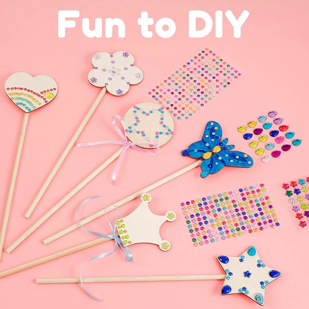 6/12Pcs DIY Wooden Princess Wands Craft Kit Unfinished Wooden Wands for Painting Fun Party Supplies for Birthday Parties Gift - 6