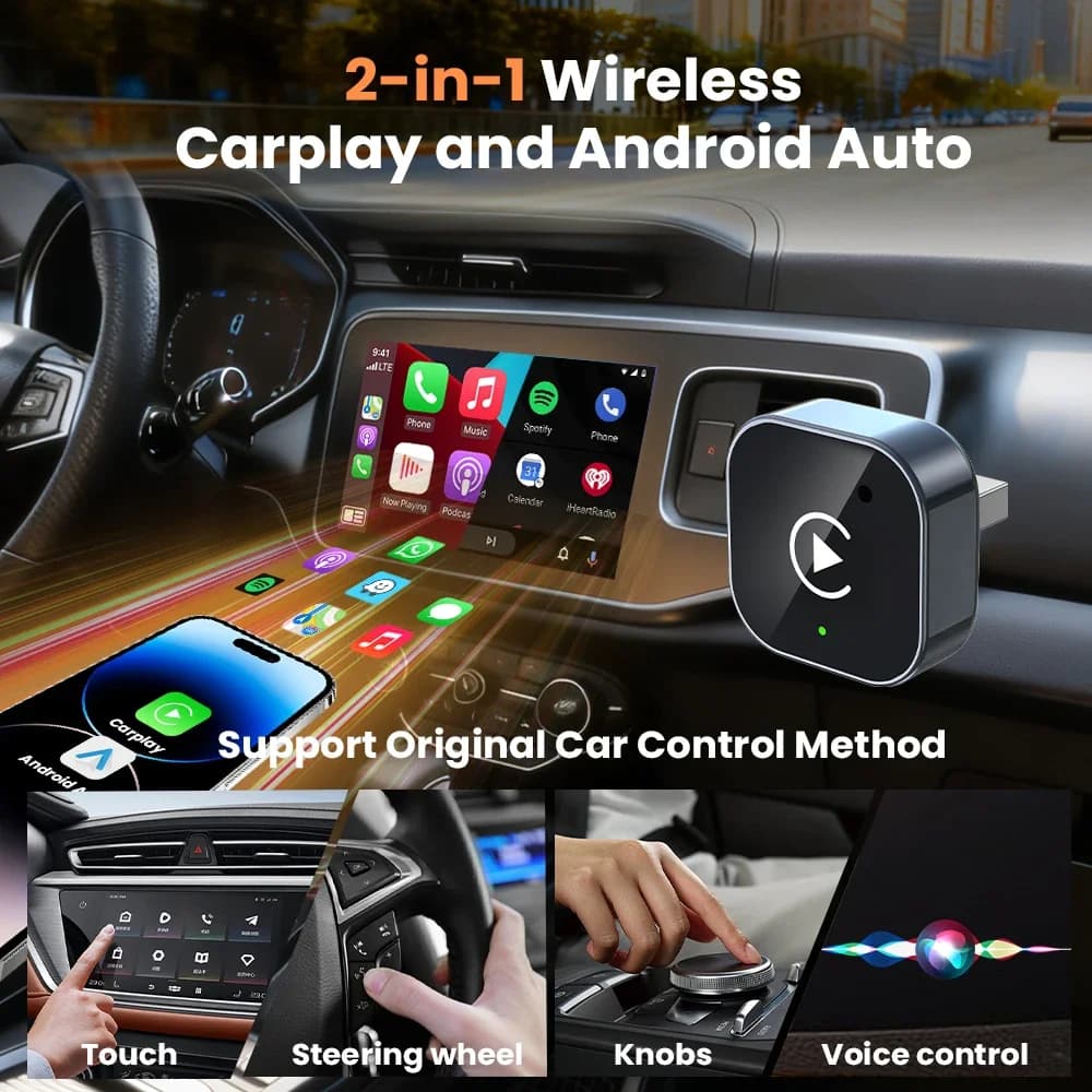 2In1 Wireless CarPlay Android Auto Adapter USB Dongle Smart Mini Box Plug And Play 5G WIFI Bluetooth For Jeep Audi MG Kia VW - 4