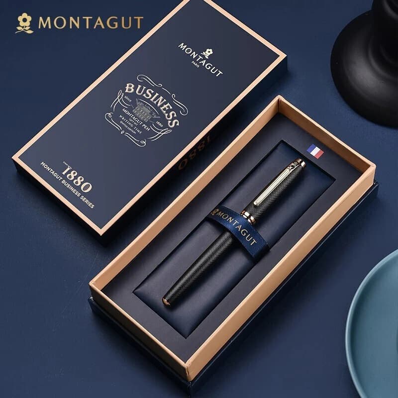 Montagut Classic Silver And Golden Trim Iridium RollerBall Pen Luxury Writing Signature Pen With Gift Box - 4