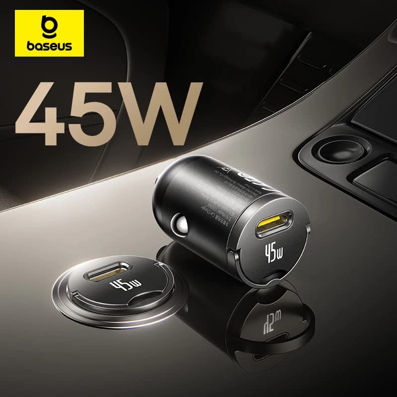 Baseus 45W Mini Car Charger UFCS PPS QC PD Fast Charging For Tablets iPhone 17 16 15 14 13 Samsung Xiaomi Car Phone Charger