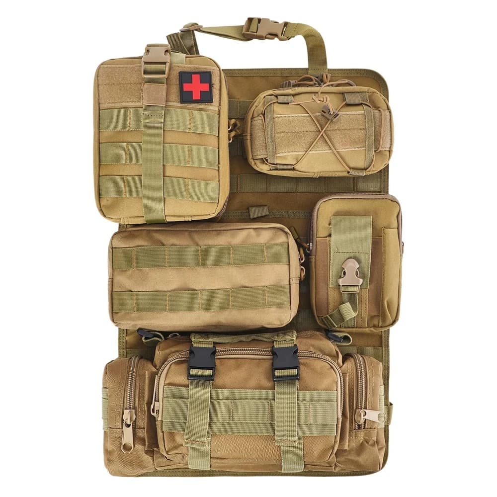 Car Rear Seat Tactical Storage Bag with 5 Molle Pouch Vehicle Molle Panel Organizer,,Hanging Bag Universal Fits for All Vehicel - 4