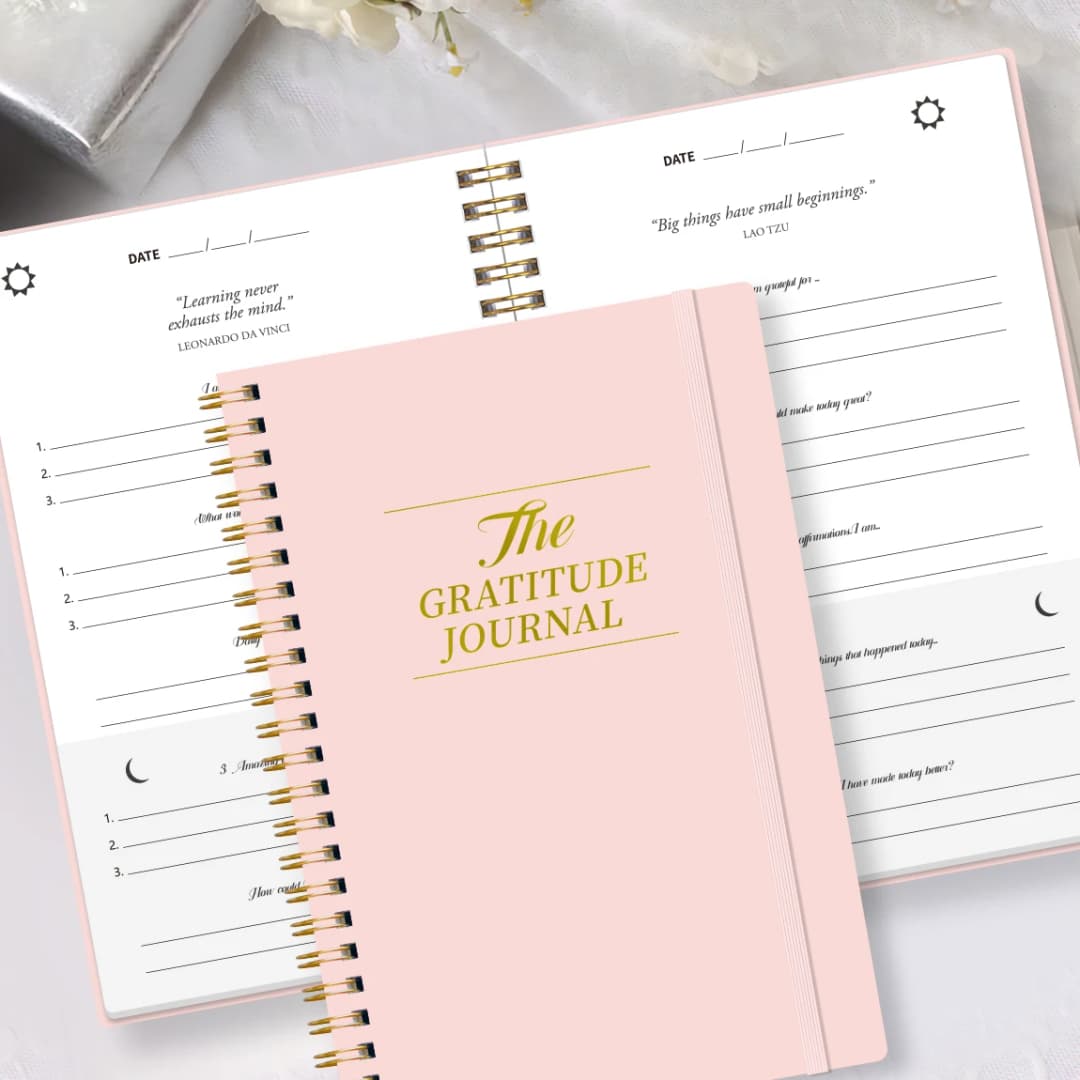 مجلة امتنان A5، دفتر يومي مع تذكيرات للشكر والتأمل، غلاف حلزوني صلب للتأمل الذهني