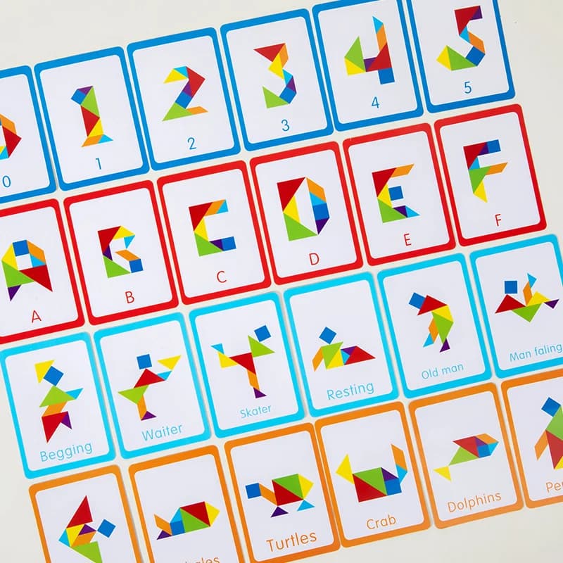 ثلاثية الأبعاد خشبية تانجرام بانوراما الألغاز ألعاب الطاولة أطفال مونتيسوري ألعاب تعليمية الأطفال رياض الأطفال شكل هندسي المعونة التعليمية - 3