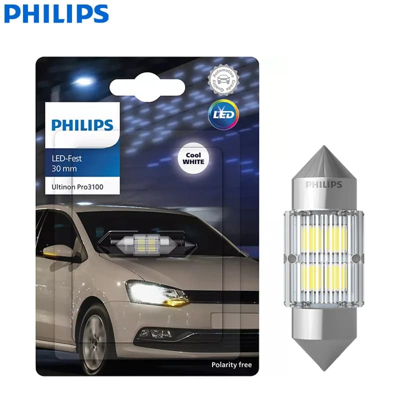 Philips Ultinon Pro3100 LED C5W Fest 30mm 38mm 43mm 6000K Cool White New Style Car Interior Door Read Dashboard Signal Lamps, 1x - 3