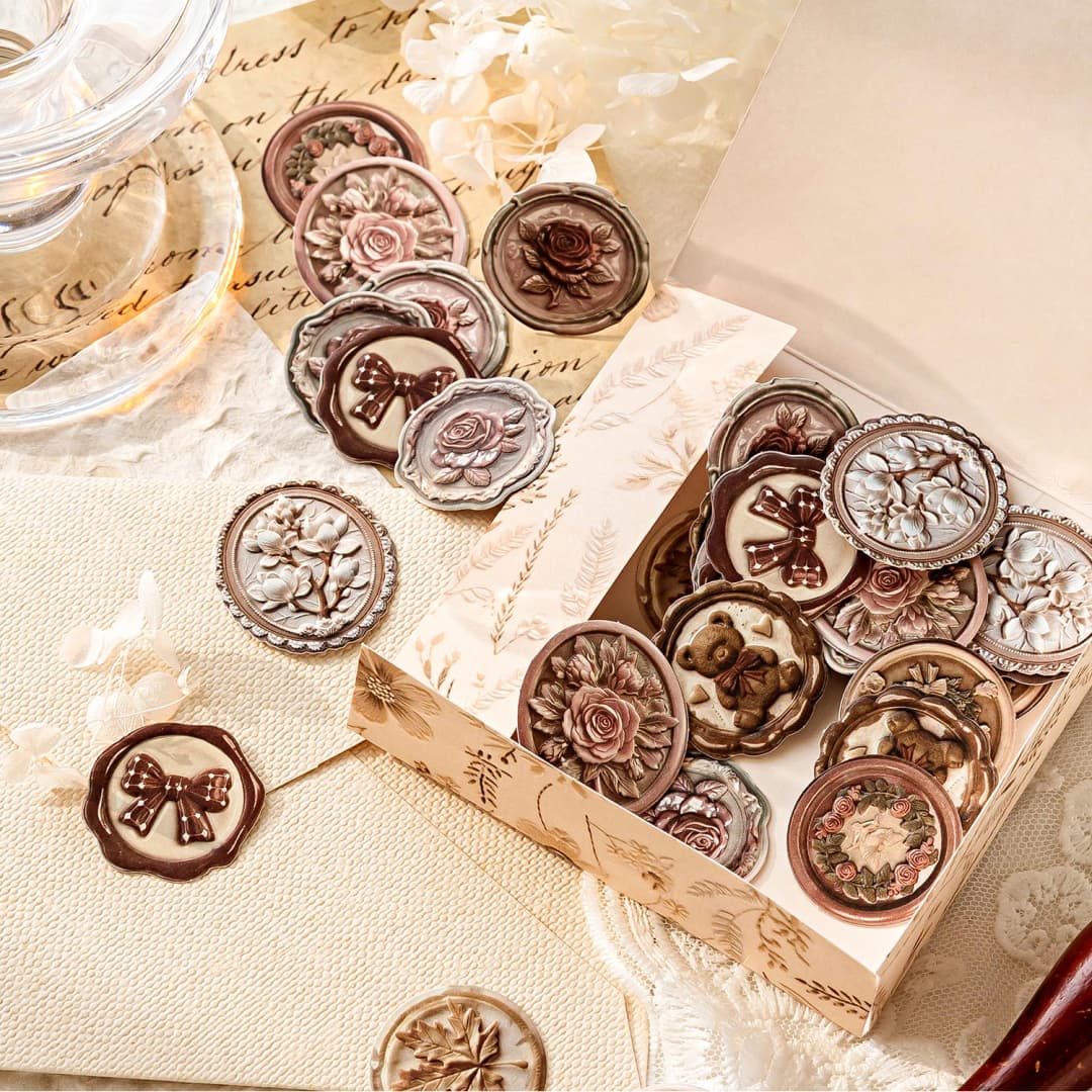 20 قطعة/الحزمة ورنيش الشمع الإغاثة ملصقات المواد الورقية DIY بها بنفسك سكرابوكينغ المواد الكولاج غير المرغوب فيه مجلة ديكور ملصق - 4