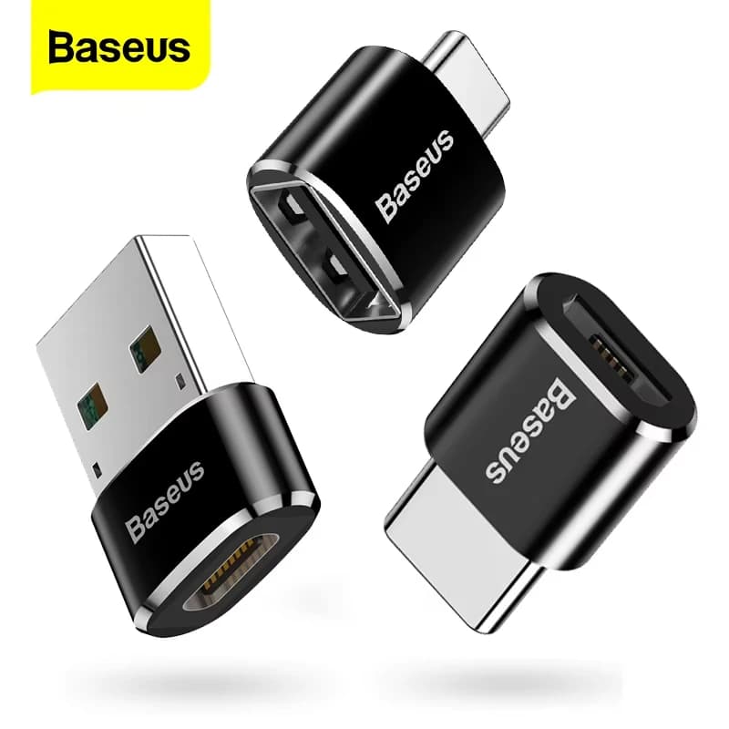 محول Baseus من USB إلى Type C OTG محول ذكر USB-C إلى Micro USB Type-c أنثى لجهاز Macbook Samsung S20 موصل USBC OTG