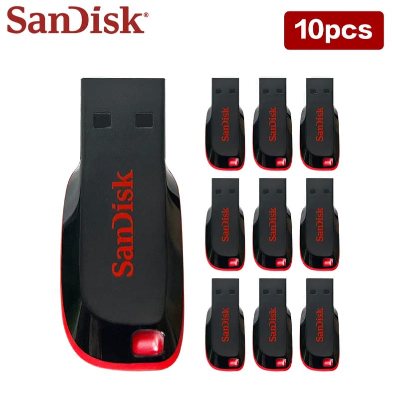10PCS SanDisk USB 2.0 Pen Drive Original Cruzer Blade CZ50 Pendrive 16GB 32GB 64GB 128GB USB Flash Drive Memory U Disk for PC - 3