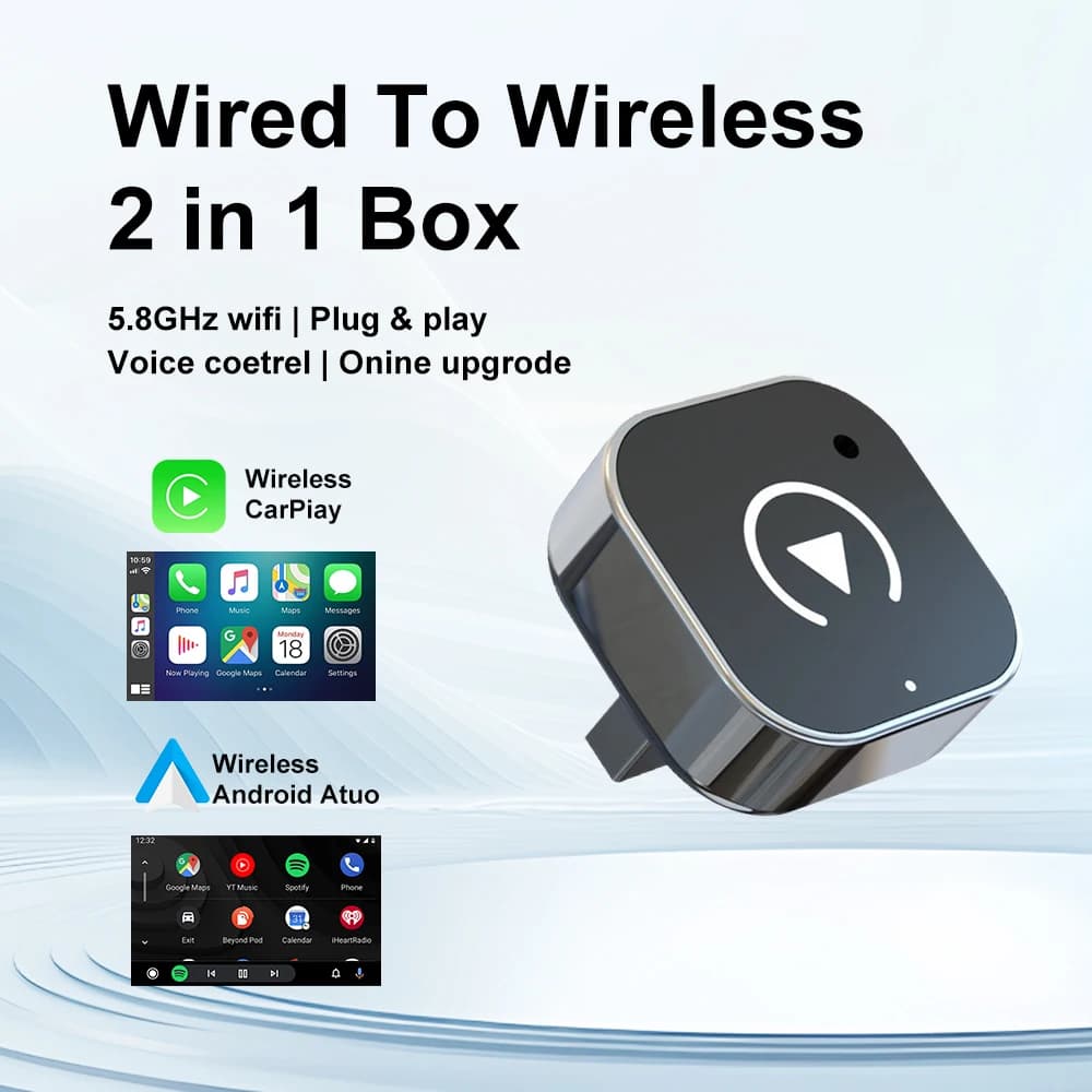 محول كار بلاي لاسلكي 2026 2 في 1 سلكي إلى لاسلكي دونجل ل苹果 & أندرويد هاتف قابل للتوصيل والتشغيل ملحق سيارة عالمي - 5
