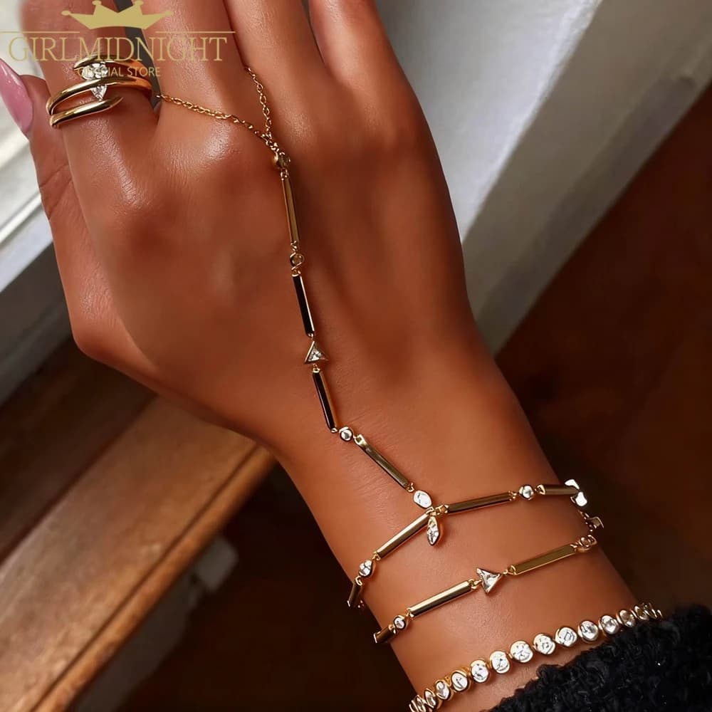 سوار نسائي فريد من نوعه مرصع بالكريستال على شكل شرابة طويلة مع شريط انزلاقي، مجوهرات لف الأصابع