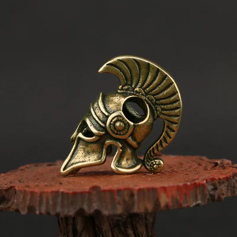 أداة EDC خارجية، نحاس، خوذة محارب روماني، سكين، خرز، قلادة حبل، سوار منسوج يدويًا - 4