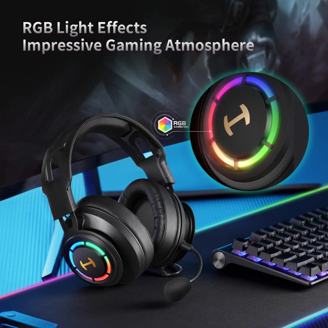 سماعات رأس إديفاير G35 للألعاب ENC إلغاء الضوضاء ميكروفون USB فوق الأذن مع 7.1 هاي-ريز صوت محيطي لألعاب الكمبيوتر وPS4 - 6