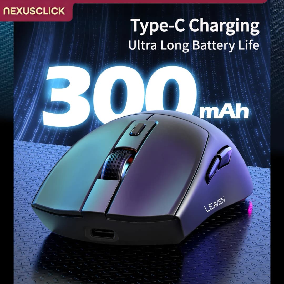 NexusClick Ergonomic Wireless Gaming Mouse,Dual Mode RGB Lightweight Mice with Magnetic Charging Dock Adjustable DPI for Desktop - 4
