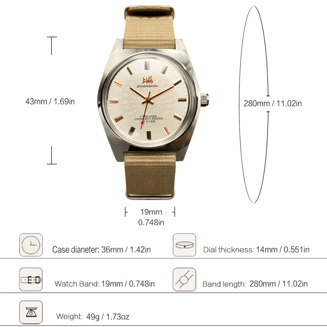 ساعة يد ميكانيكية يدوية التعبئة من شنغهاي موديل 7120، تصميم باوهاوس، مقاومة للماء، ستانلس ستيل، مناسبة للدروب شيبينغ - 6