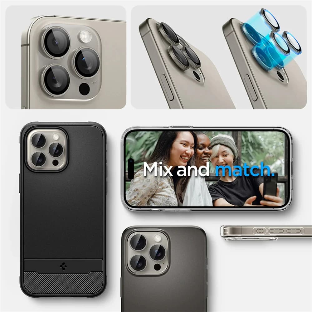 واقي شاشة عدسة الكاميرا من Spigen GlasTR EZ Fit Optik Pro لهواتف آيفون 17 برو ماكس إير و16 و15 و14 برو ماكس بلس - شاشة عدسة HD - قطعتان - 5