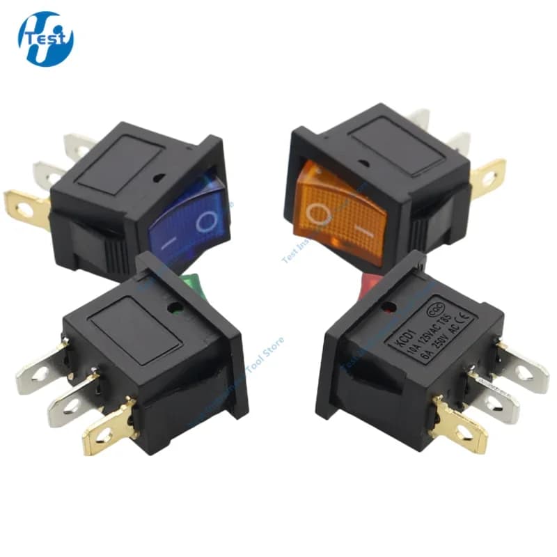 مفتاح روكر KCD1 للسيارة والقارب 6A/10A 250V/125V تيار متردد تشغيل/إيقاف مع إضاءة LED 220V - 2