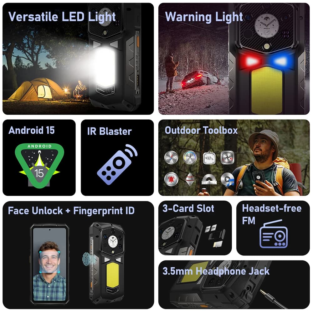 عرض عالمي لهاتف Ulefone Armor 29 Pro للتصوير الحراري 5G AI متين ببطارية 21200 مللي أمبير وشاحن 120 واط وكاميرا رؤية ليلية 64 ميجابكسل وشاشة 6.67 بوصة و120 هرتز وسعة تخزين 512 جيجابايت - 6