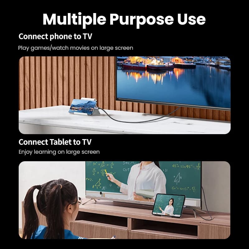 كابل USB-C إلى HDMI متوافق مع 4K و8K بدقة 8K/60Hz و4K/120Hz لأجهزة ماك بوك برو وآي ماك وآيباد برو وسامسونج جالاكسي - 4