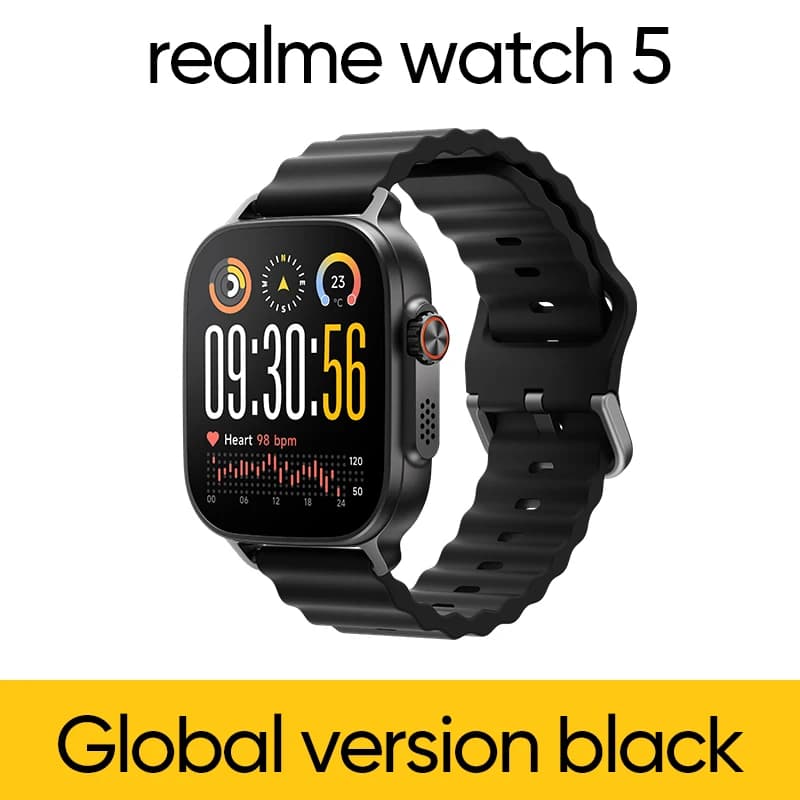 Original realme watch 5 Global Version  460mAh 14-Day Battery Life 1.97" 600nits AMOLED IP68 waterproof 300+ Themes Support GPS