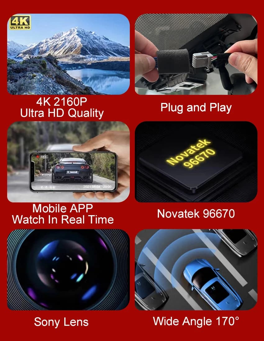 Dash Cam for VOLVO XC90 XC60 XC40 S90 V90 S60 V60 V40 C40 EX30 Polestar 2,Dashcam 4K Wifi Dash Camera Car DVR For Polestar2 - 6
