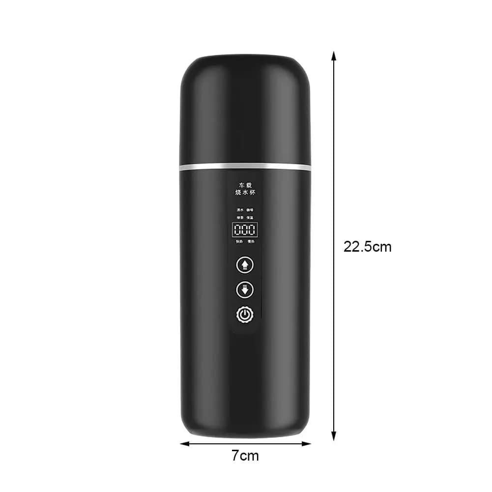 كوب تسخين محمول للسيارة 12V 24V بسعة 500 مل، كوب عزل ذكي من الفولاذ المقاوم للصدأ مع شاشة OLED، غلاية كهربائية للسفر - 5