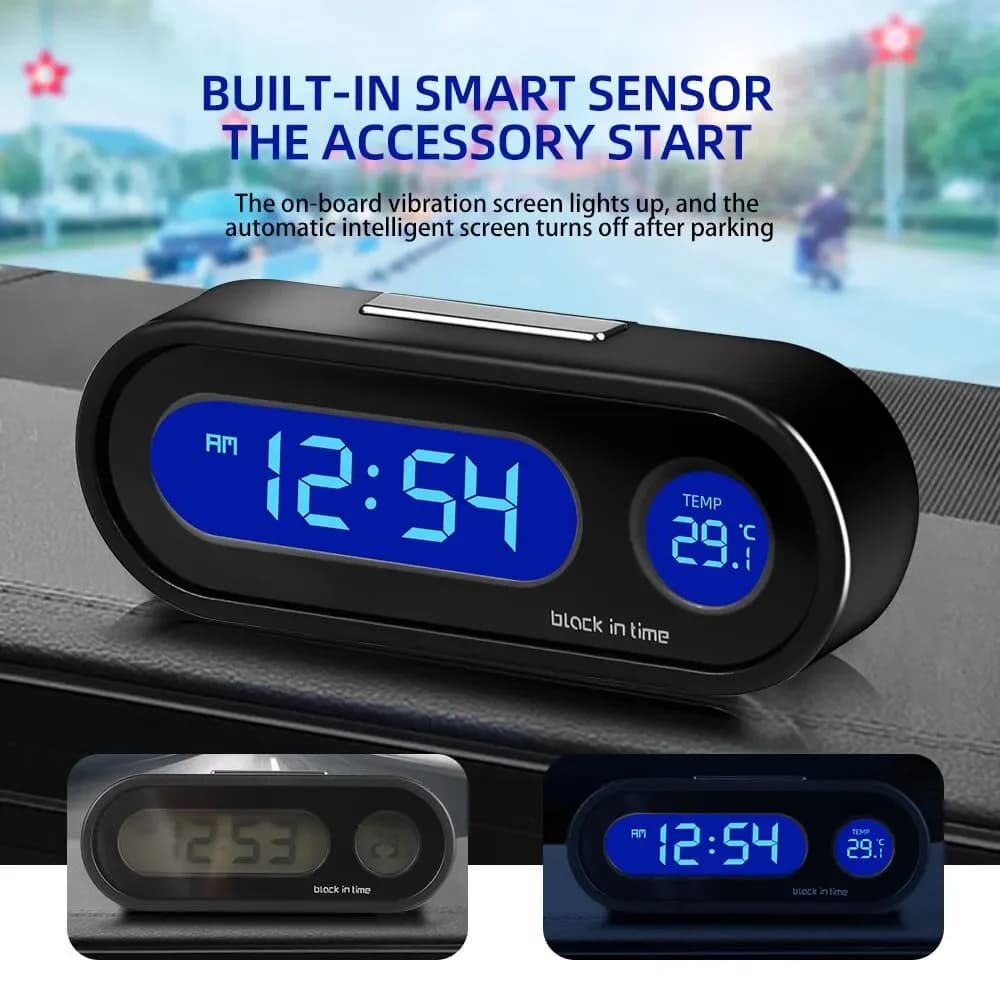 Mini Electronic Car Clock Time Watch Auto Dashboard Clocks Luminous Thermometer LCD Backlight Digital Display Car Accessories - 4