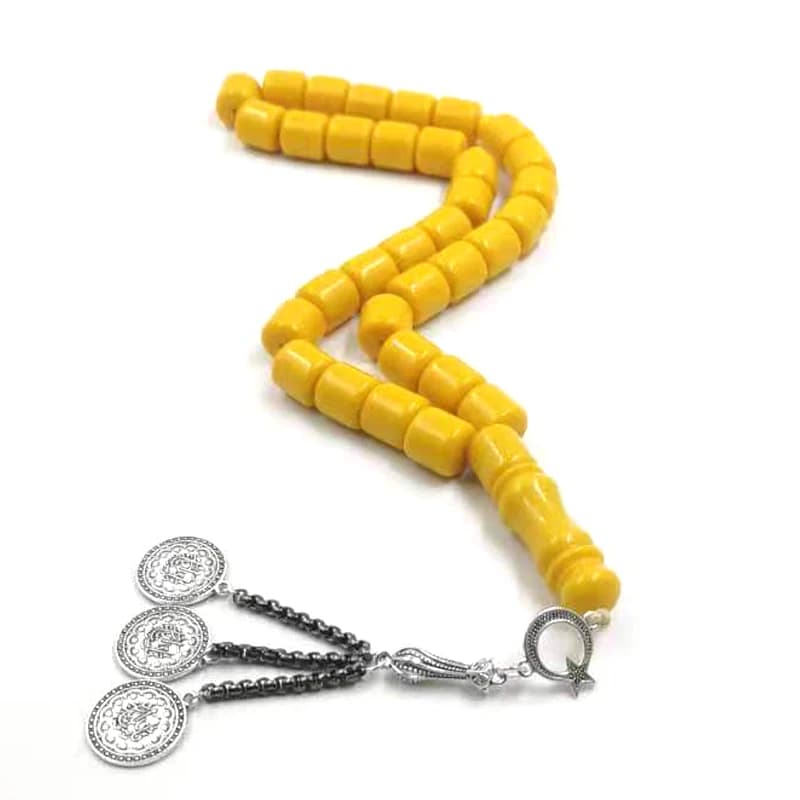 تسبيح سوار مسلم من الراتنج الأصفر هدية عيد رمضان إكسسوارات إسلامية Misbaha منتج مجوهرات الأزياء التركية حبة المسبحة - 3