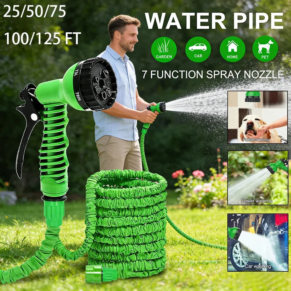 خرطوم سحري قابل للسحب موديل 2026، جهاز غسيل سيارات عالي الضغط، مسدس ماء، خرطوم ري حديقة منزلي، أنابيب ماء الحديقة