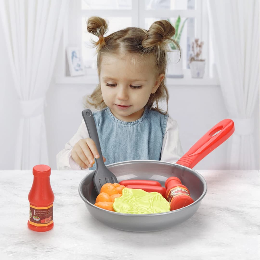 8PCS Kitchen Food Toys for Kids Simulation Kitchenware Pretend Play Steak Vegetable Pot Bread Hot Dog Food Children Girl Toy - 5