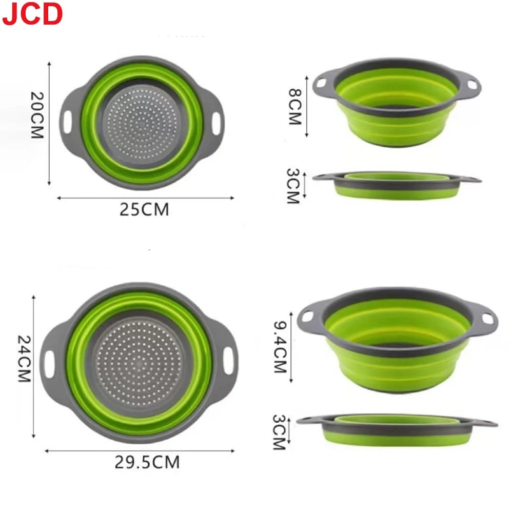 JCD 1pcs Fruit Vegetable Washing Basket Foldable Strainer Silicone Colander Dish Collapsible Drainer Filter Kitchen Storage Tool - 4
